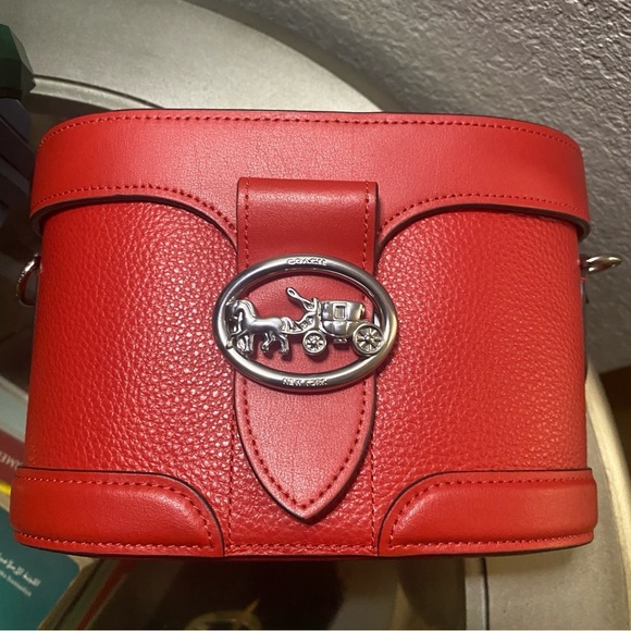 LIKE NEW COACH RED GEORGIE GEM CROSSBODY WITH SILVER HARDWARE - Picture 9 of 16